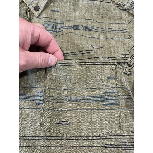 prAna Sz Tall Medium Slim Fit Organic Cotton Long Sleeve Green Button Down Shirt - Picture 9 of 13